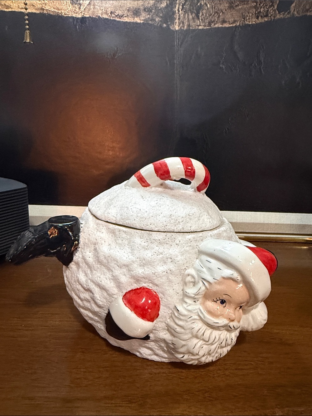 Vintage Ceramic Santa Cookie Jar - Red & White